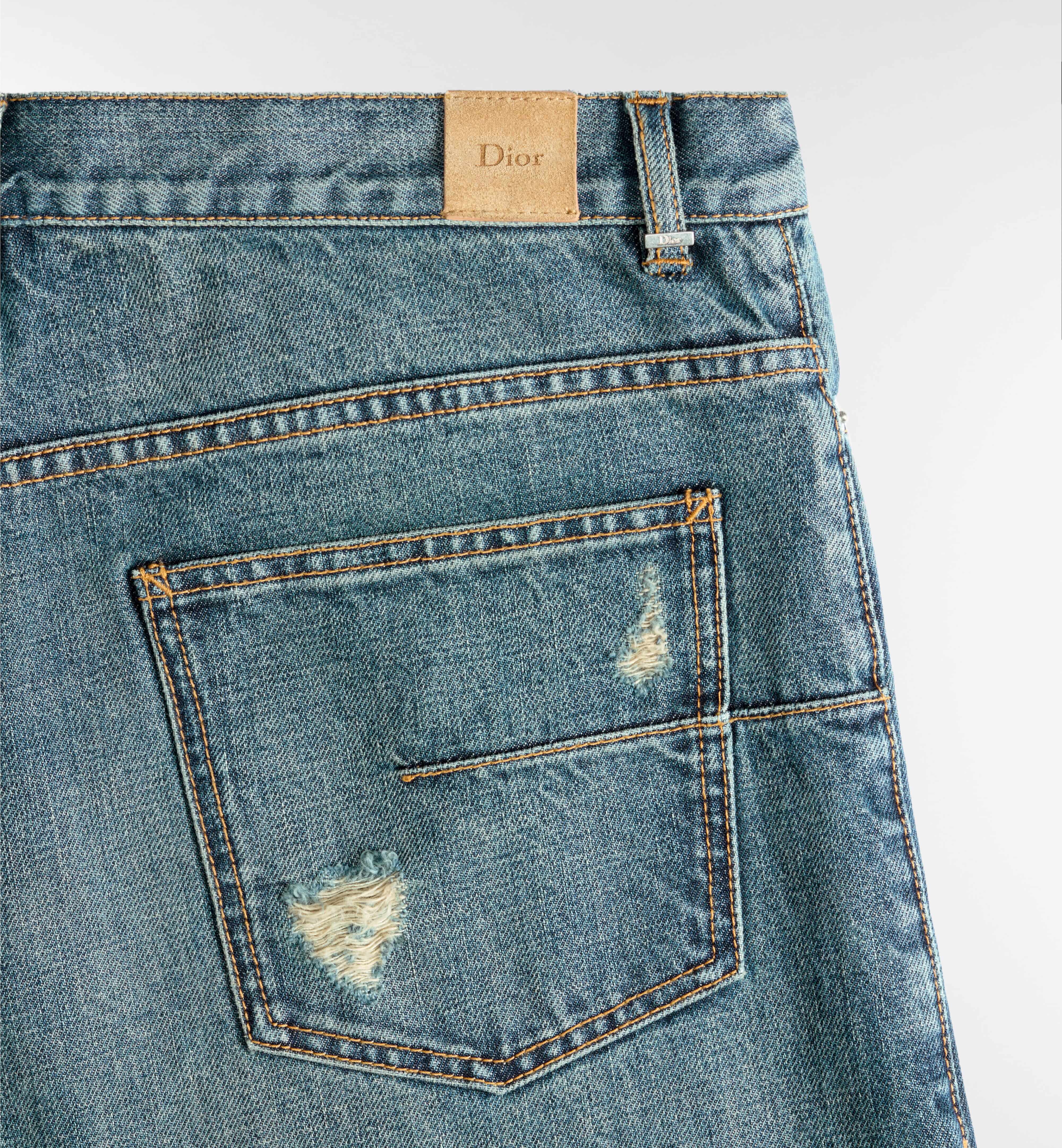 Classic Straight-Leg Denim Jeans With Distressed Details
