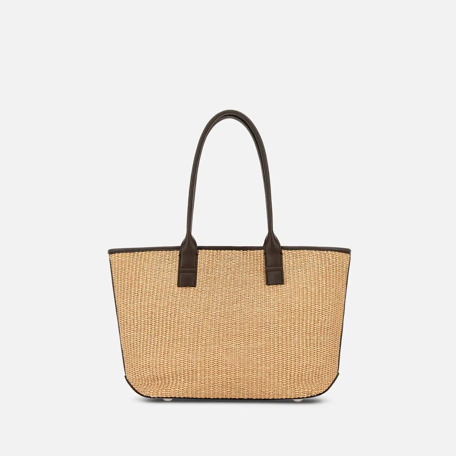 Beige Address Shopping Piccola Raffia Shopping Bag
