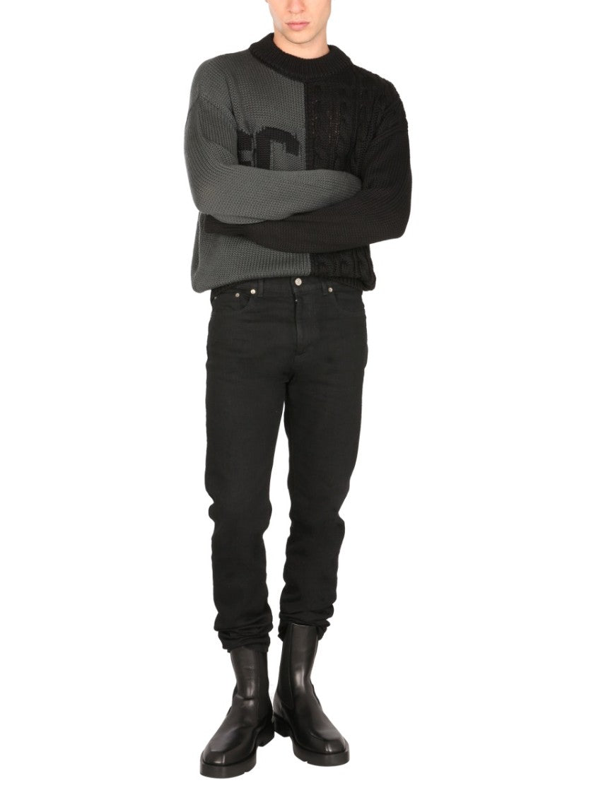 Crew Neck Two-Tone Sweater