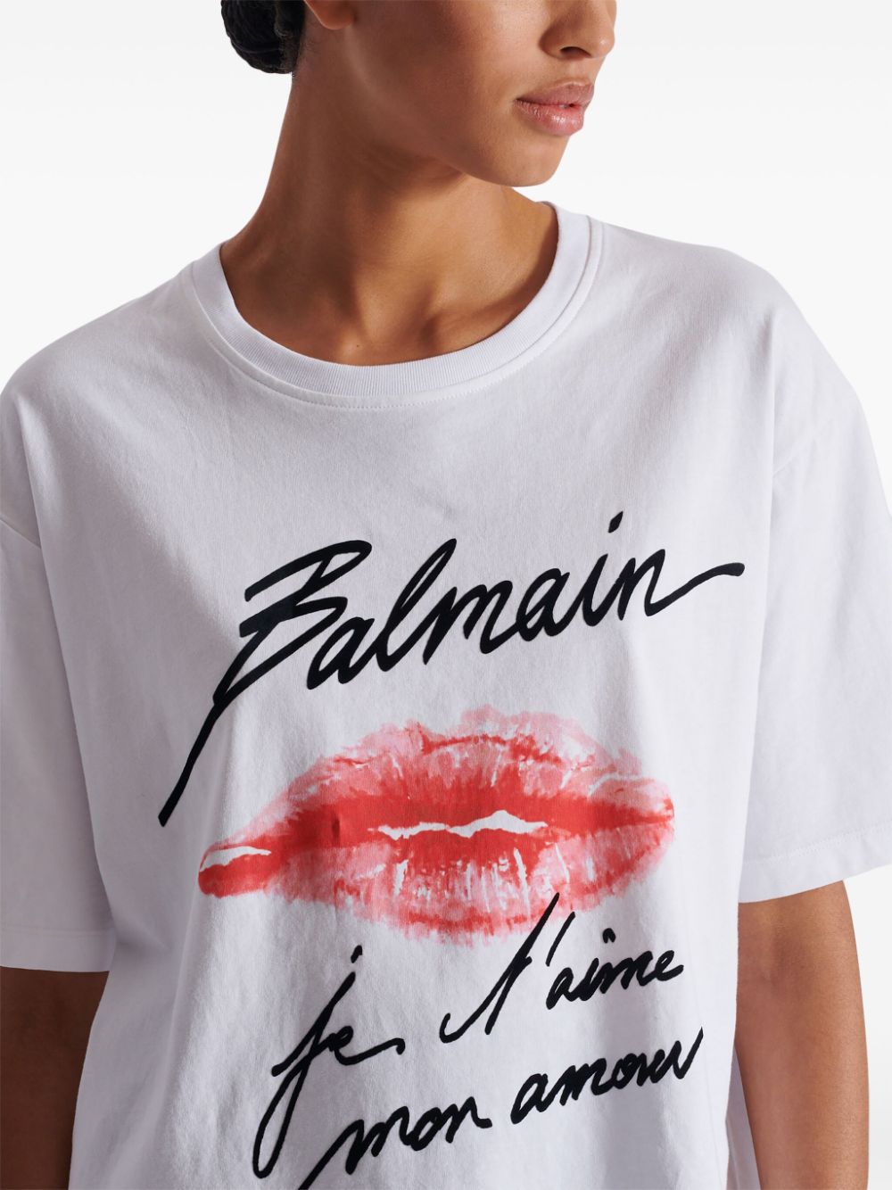 Red Kiss Print Cotton T-Shirt