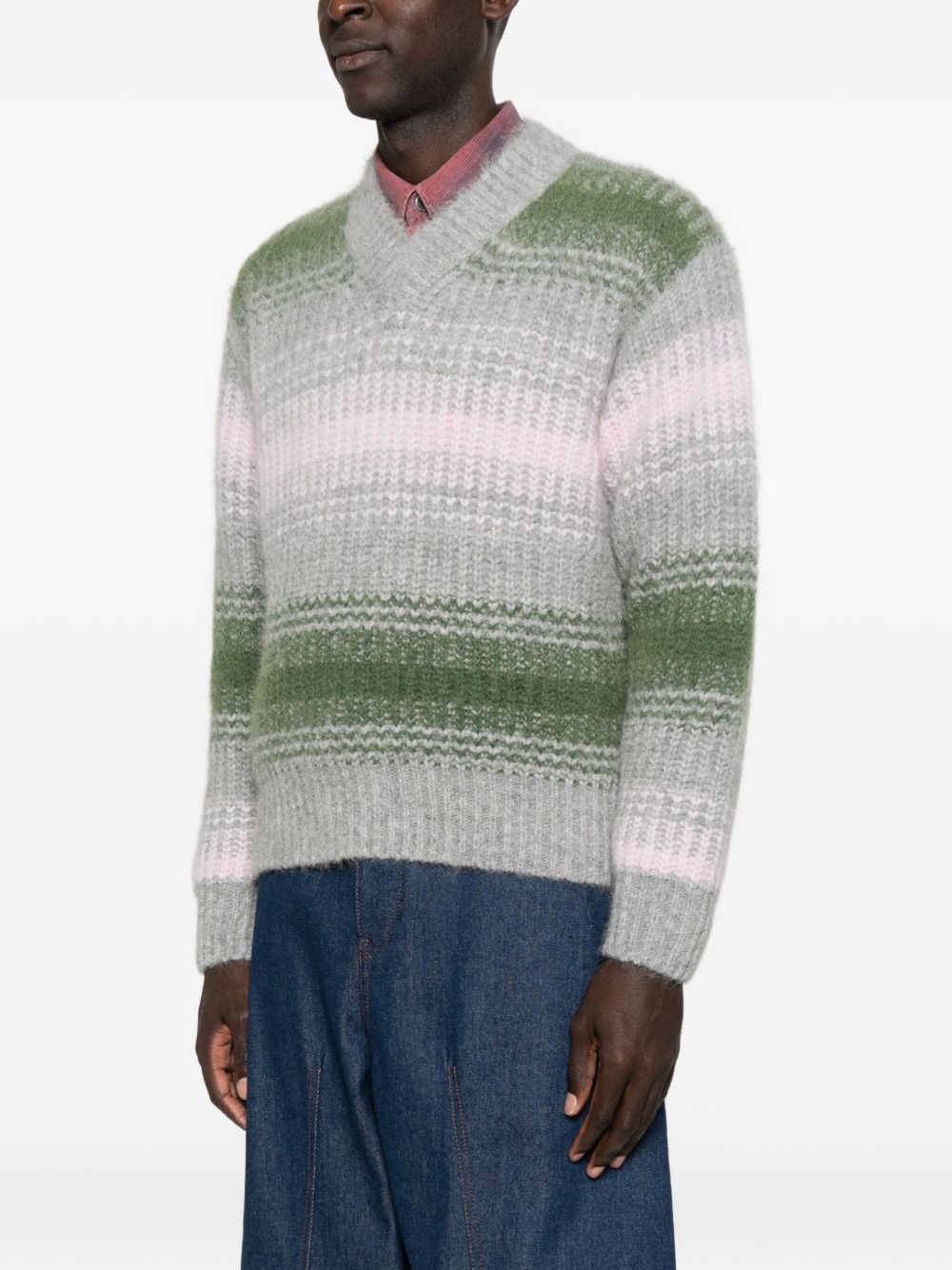 Textured Knit V-Neck Sweater
