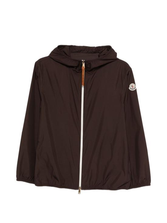 Relaxed Fit Hooded Jacket With Contrasting Zipper And Logo Patch