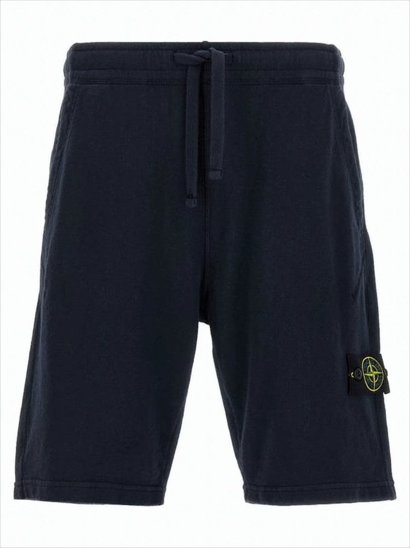 Relaxed Fit Blue Cotton Shorts