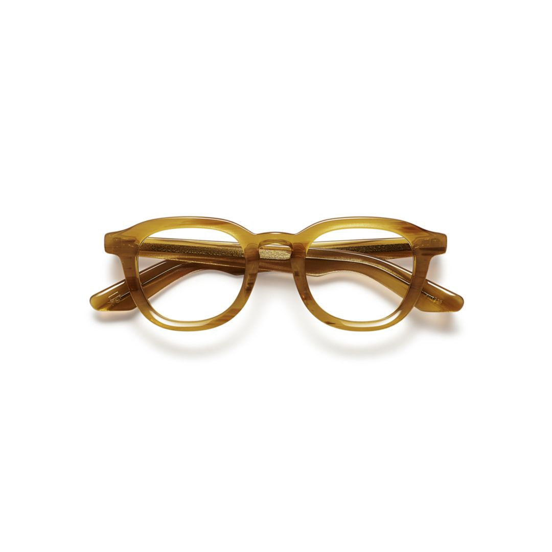Or-Dah-O Dahven Translucent Amber Acetate Rounded Square Sunglasses