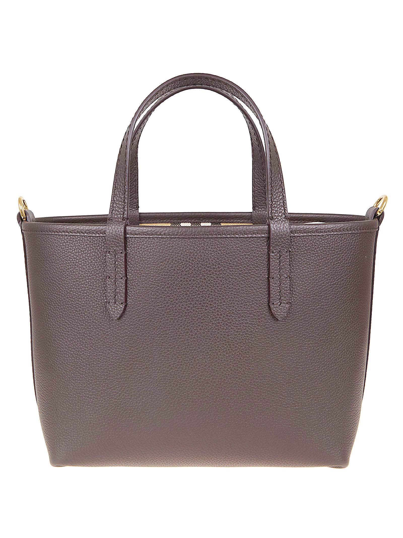 Structured Brown Calf Grain Leather Shopper Bag