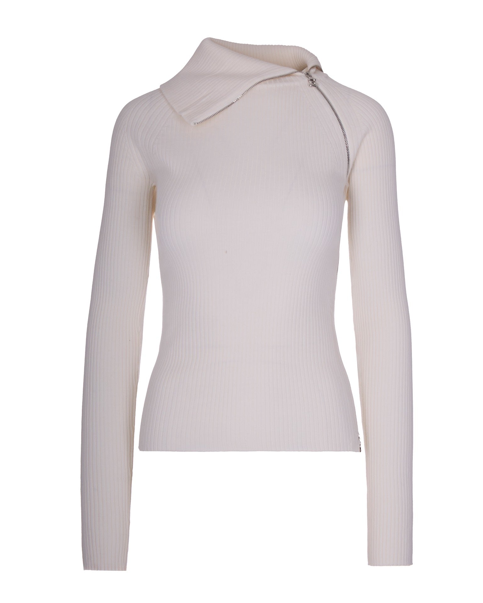 Fitted White Stretch Virgin Wool Maglia Pinna Bianca