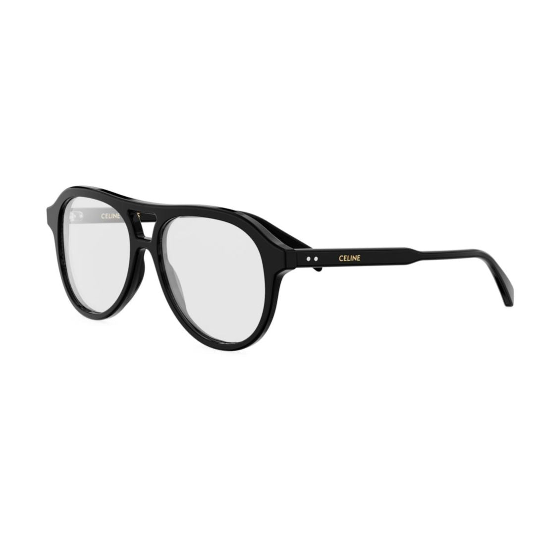 Double-Bridge Black Frame Aviator Sunglasses
