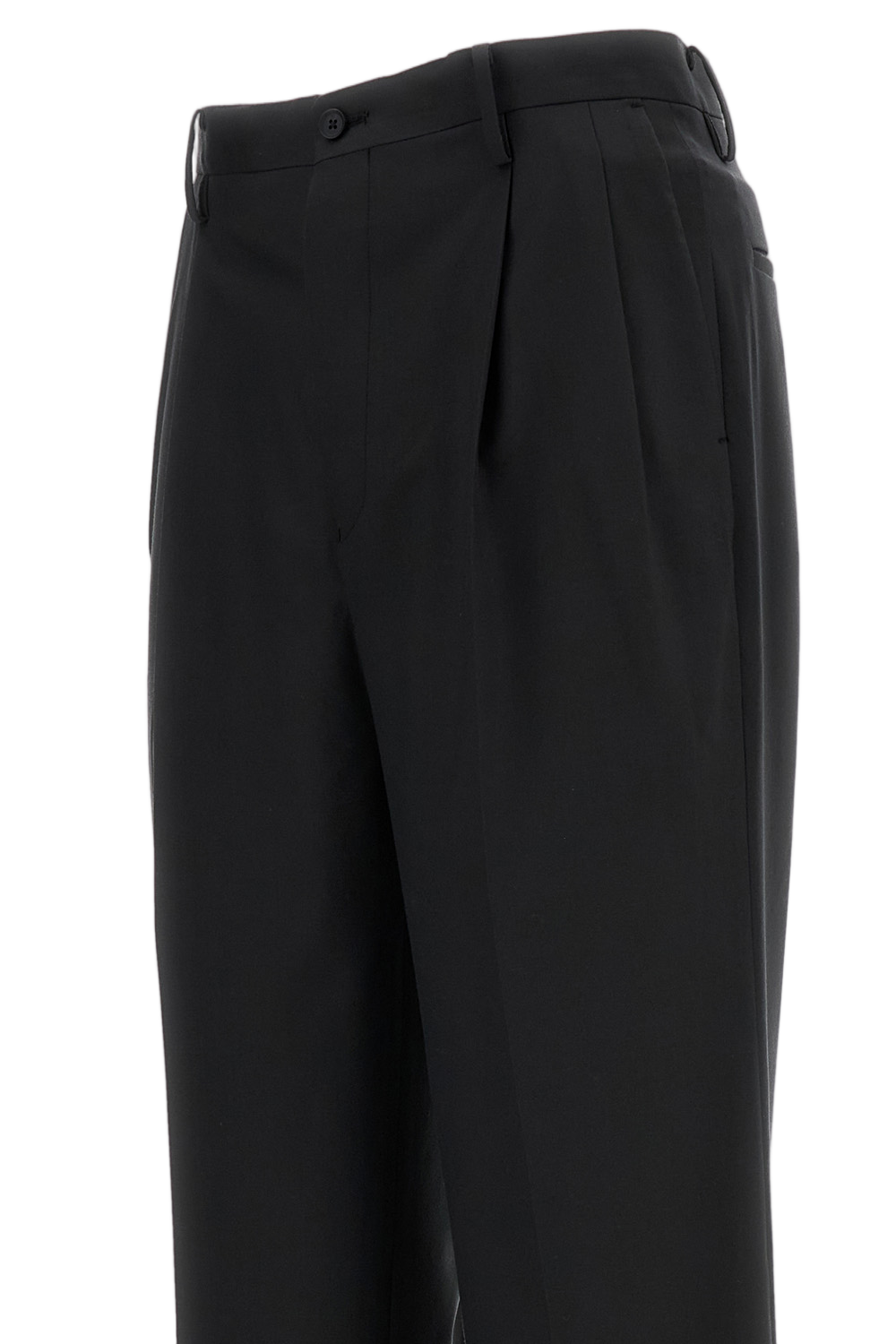 Tailored Wool Poplin Trousers with Pressed Crease