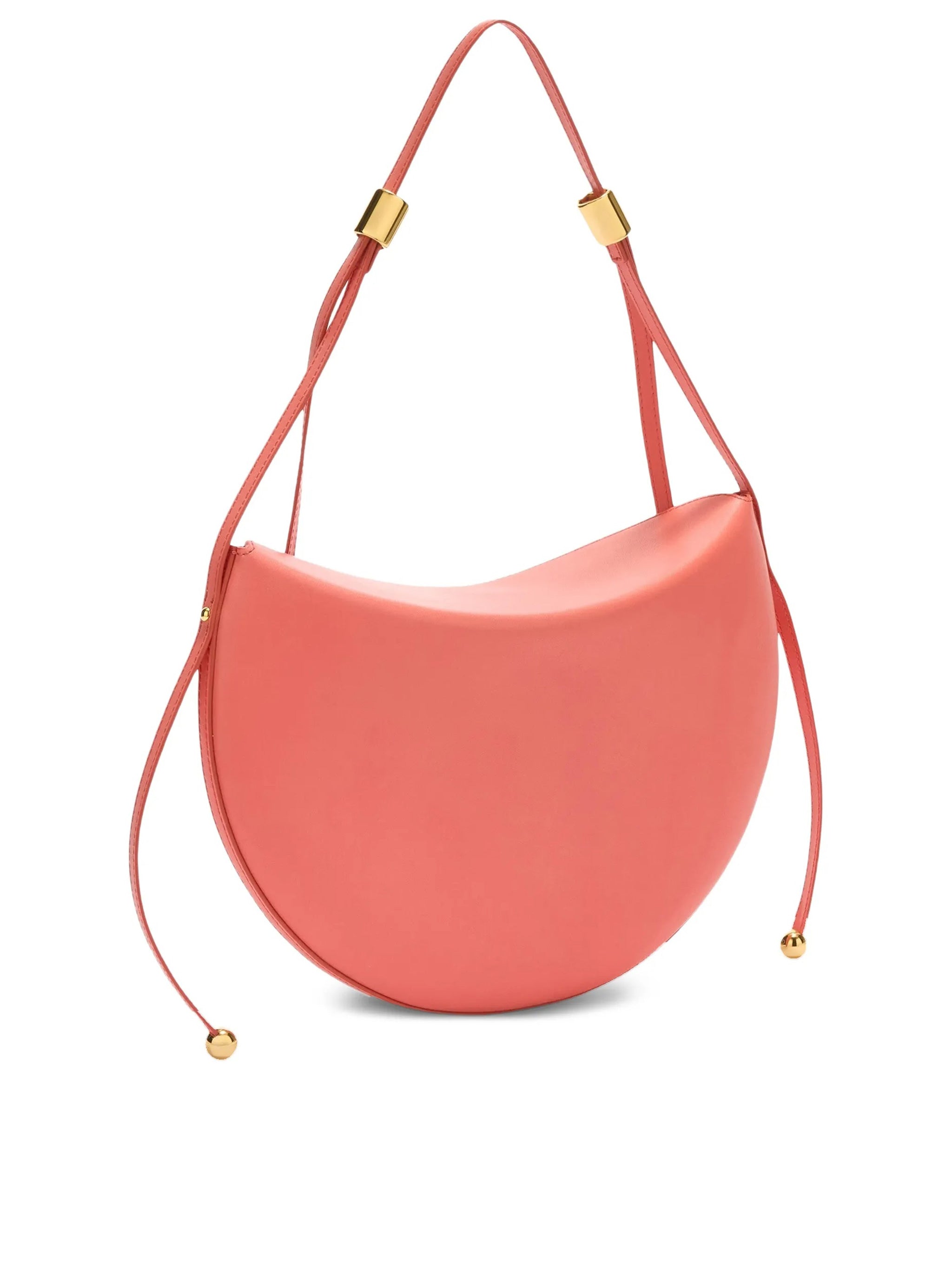 Moonstone M Crescent-Shaped Smooth Leather Handbag