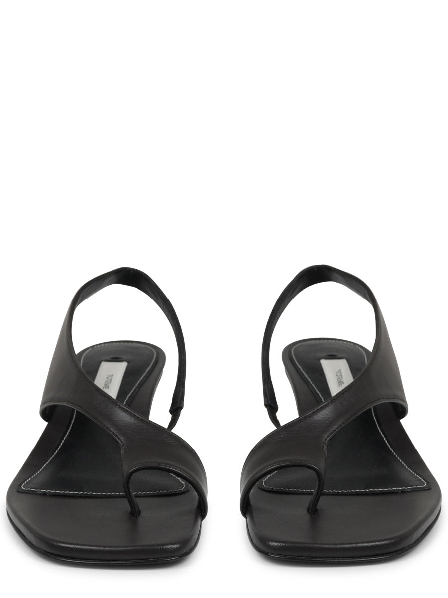 Minimalist Black Heeled Sandal With Elegant Toe Loop