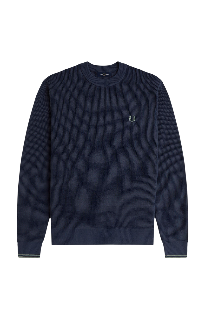 Textured Knit Sweater With Crew Neck