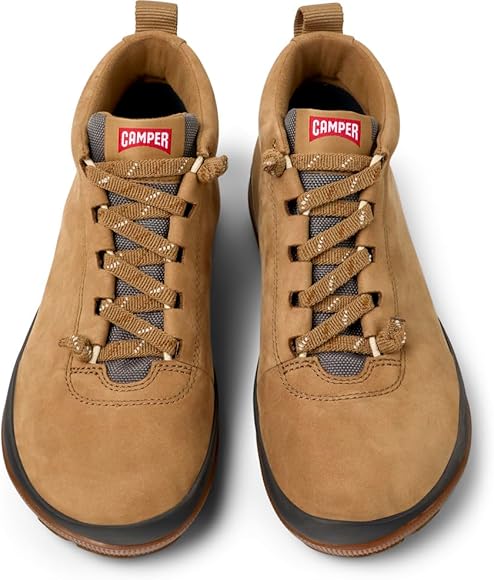 Brown Nubuck And Textile Casual Boots With Lace-Up Design