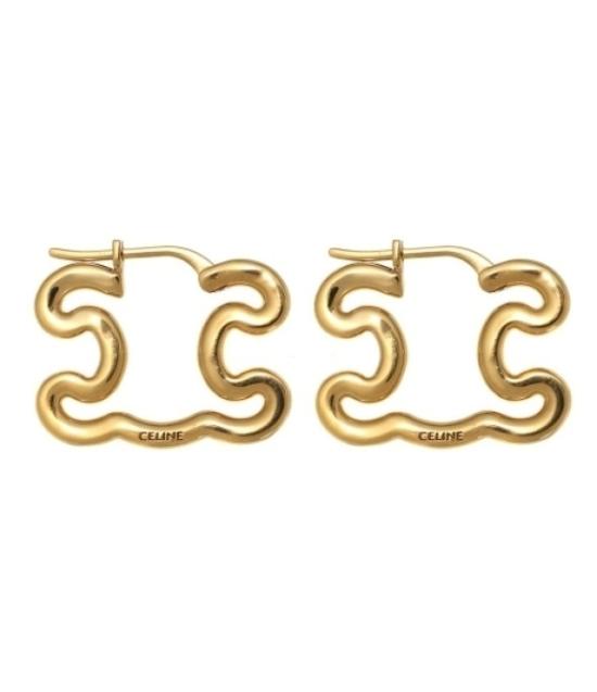Abstract Sculptural Gold Earrings with Flowing Lines