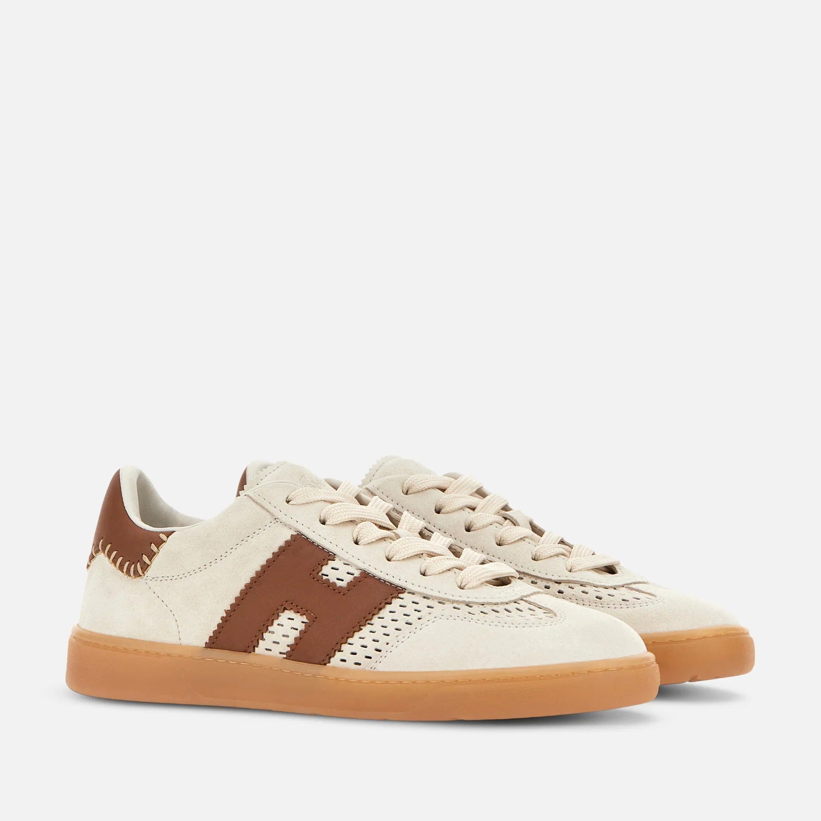 Beige Brown Cool Allacciato Forature Sneakers