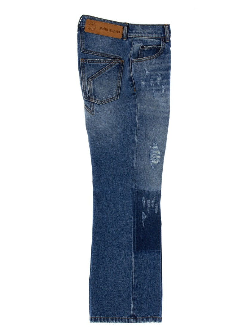Star-Inlaid Patchwork Denim Jeans
