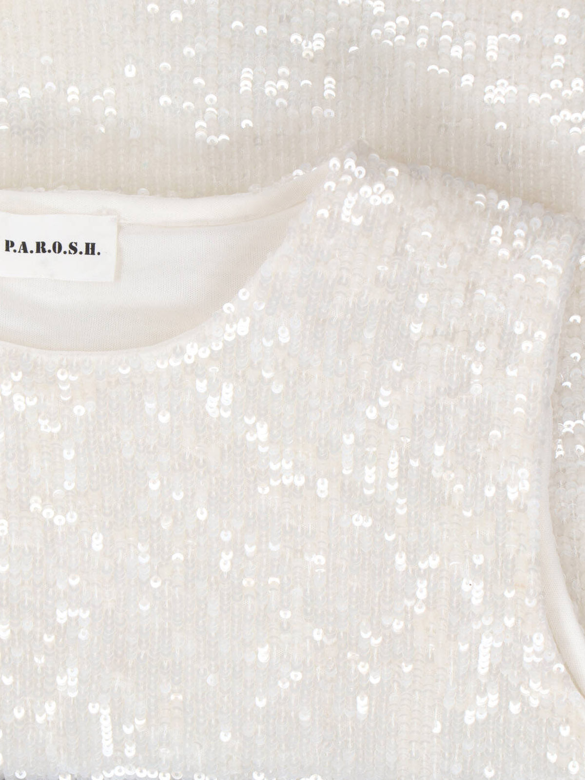 White Sequin Sleeveless Top