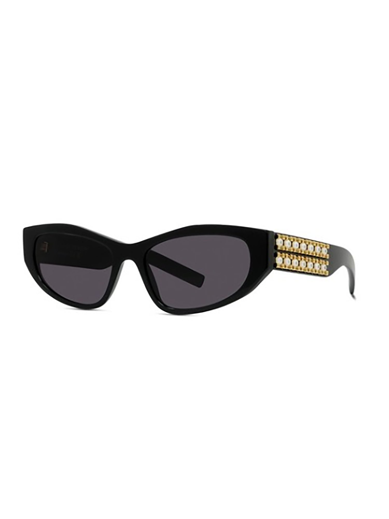Cat-Eye Sunglasses with Angular Black Frame and Glamorous Embellishment