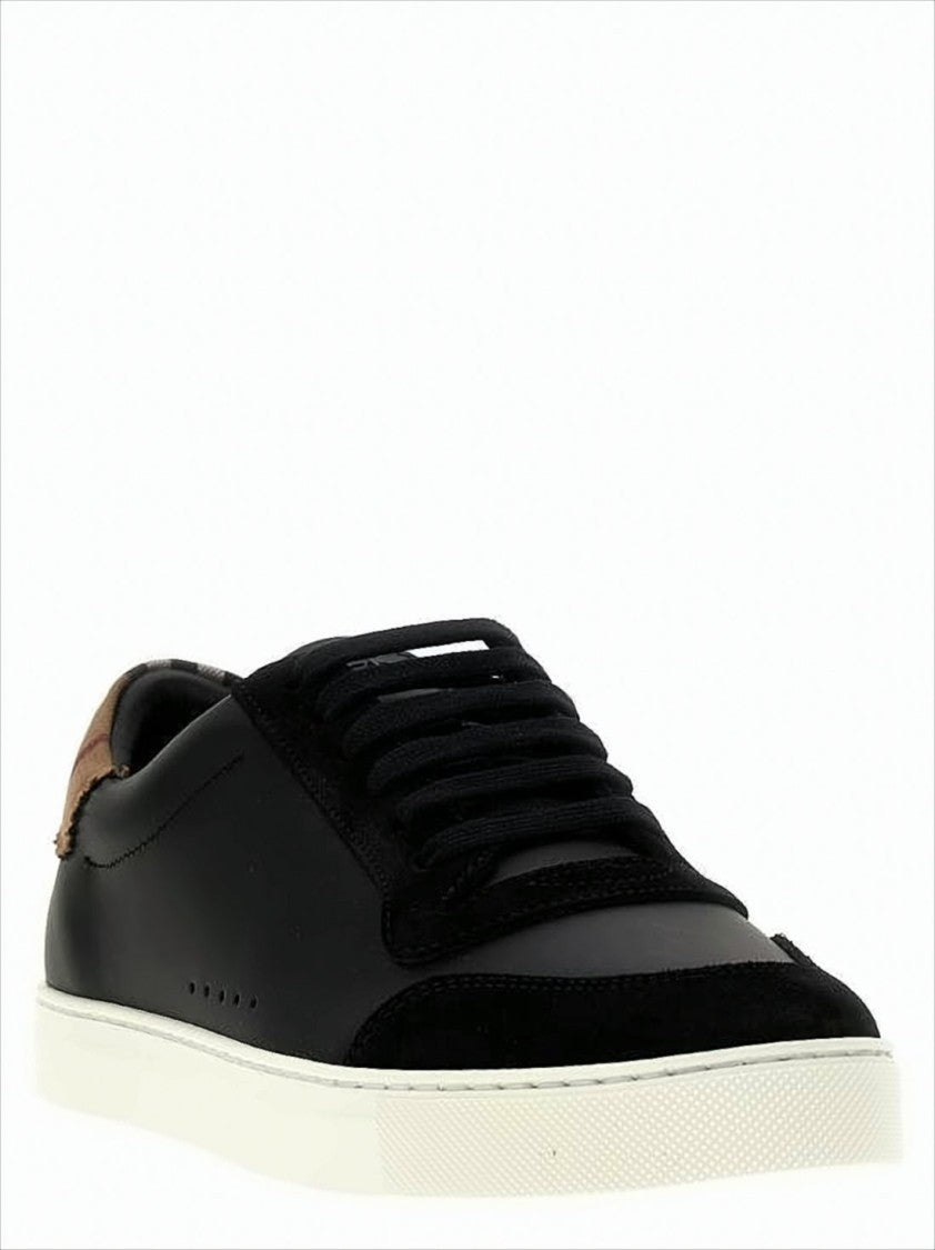 Low-Top Black Sneakers with Suede Accents