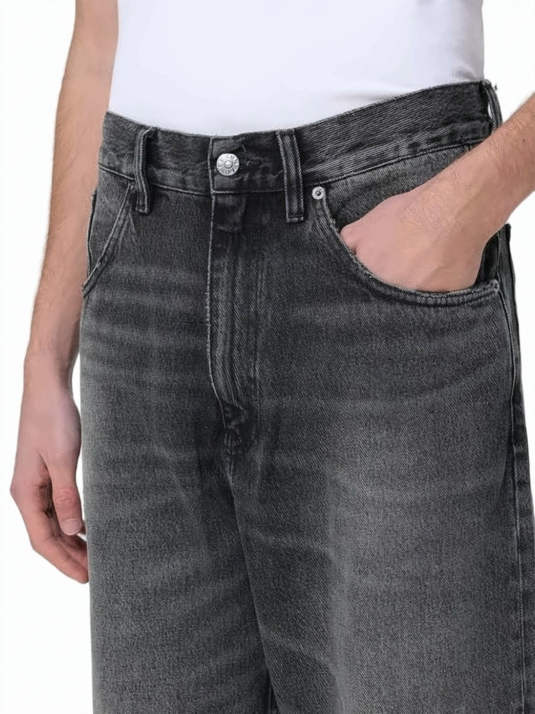 Relaxed Wide-Leg Denim Pants with Faded Wash