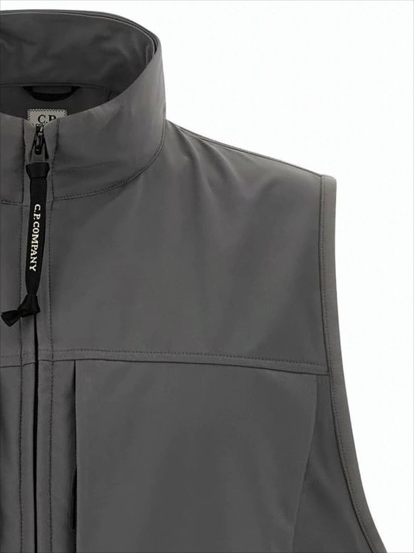 High Collar Sleeveless Vest with Adjustable Drawstrings