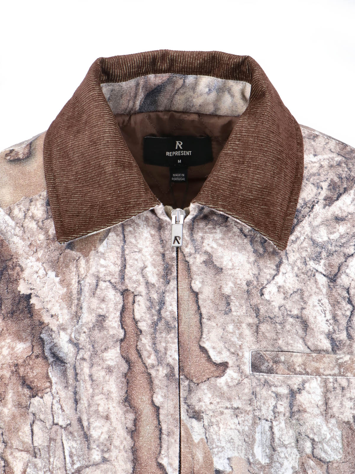 Camo Trucker Jacket with Corduroy Collar