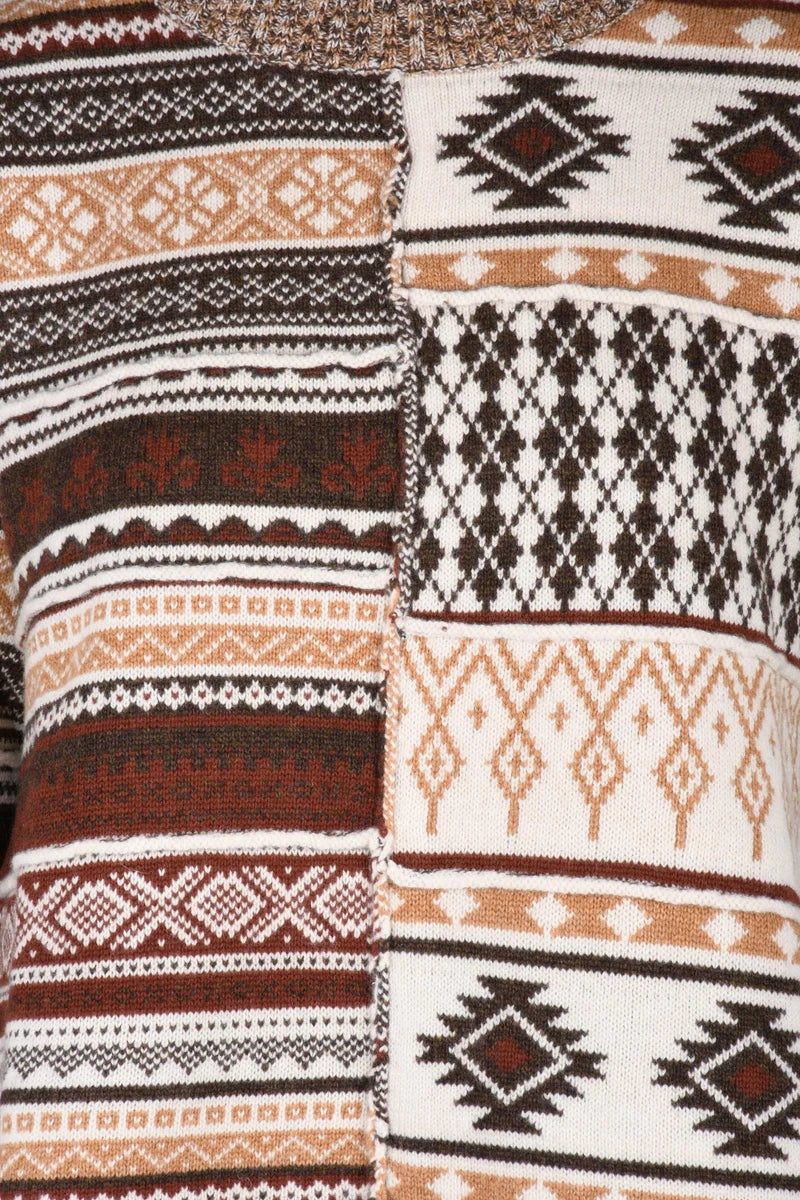 Crew Neck Sweater - Brown/Beige
