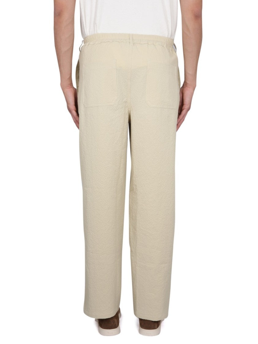 Relaxed-Fit Textured Cotton Pants