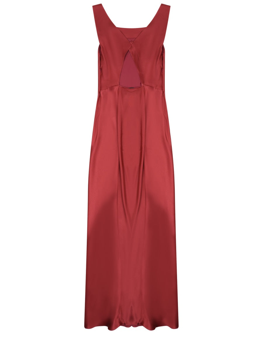 Silk Blend Long Dress with Square Neckline
