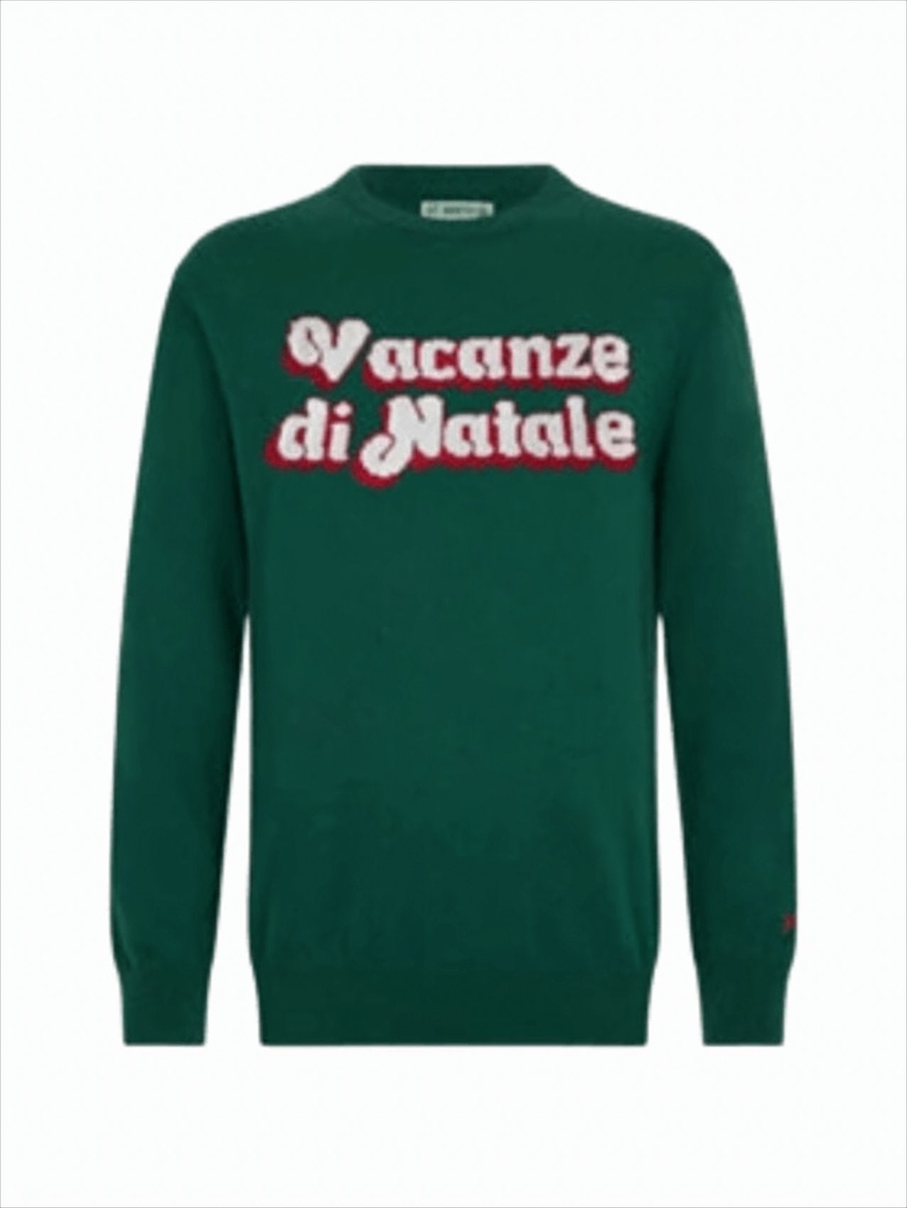 Crew Neck Wool-Cashmere Blend Sweater with Jacquard Detail