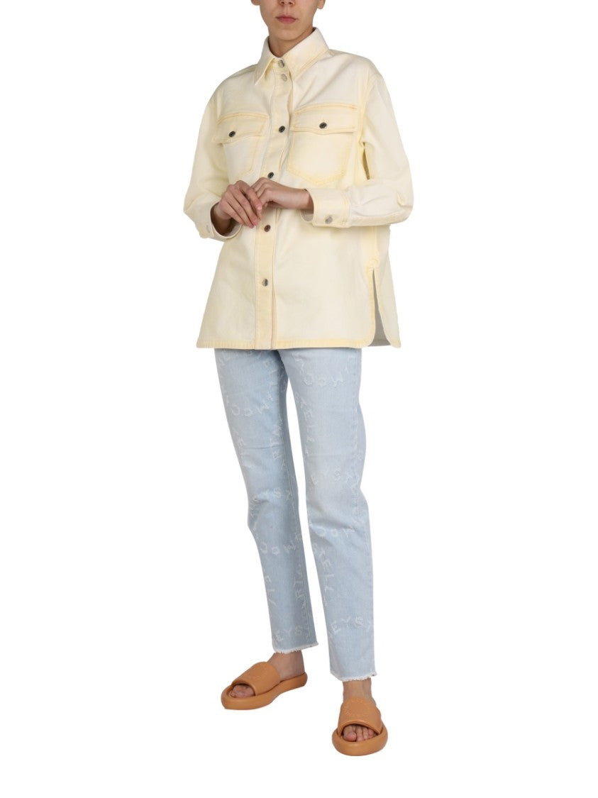Pointed Collar Denim Shirt Jacket
