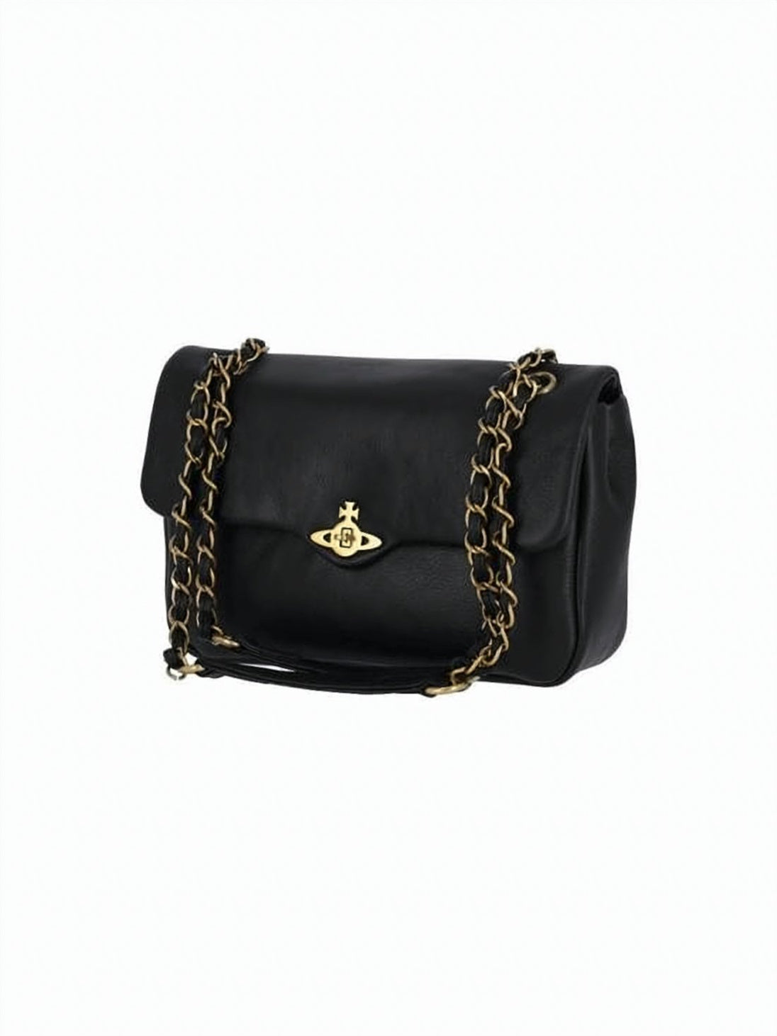 Rectangular Leather Clutch with Gold Emblem