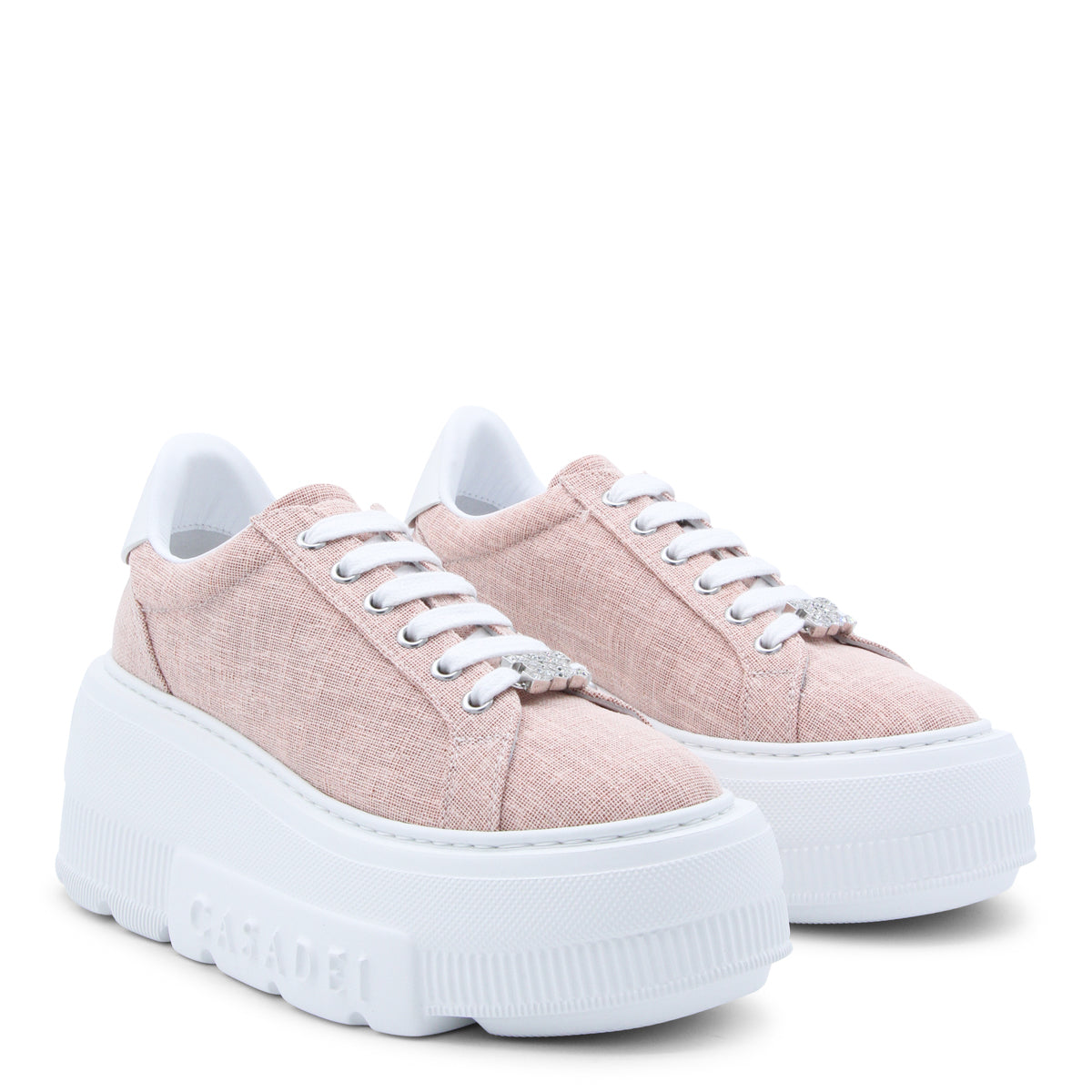 Textured Pink Nexus Solar Eclipse Sneakers With Rhinestone Detail
