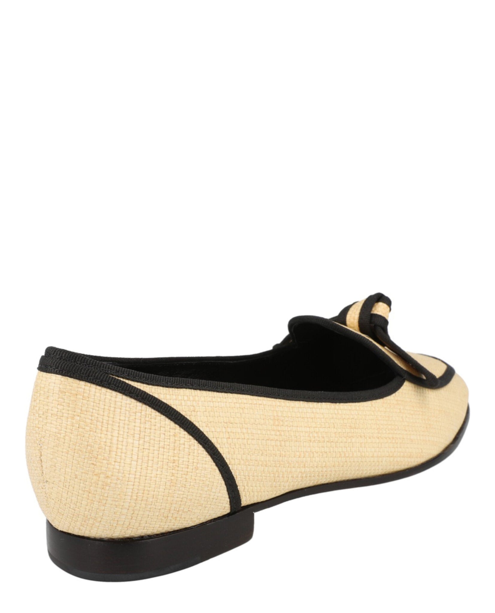 Grosgrain-Trim Raffia Loafers