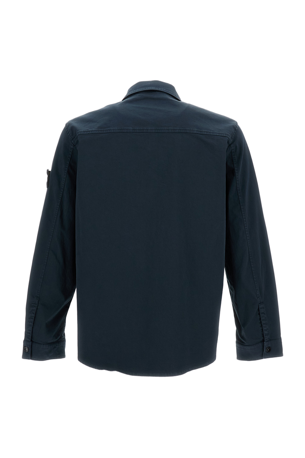 Blue Cotton Overshirt with Front Zip