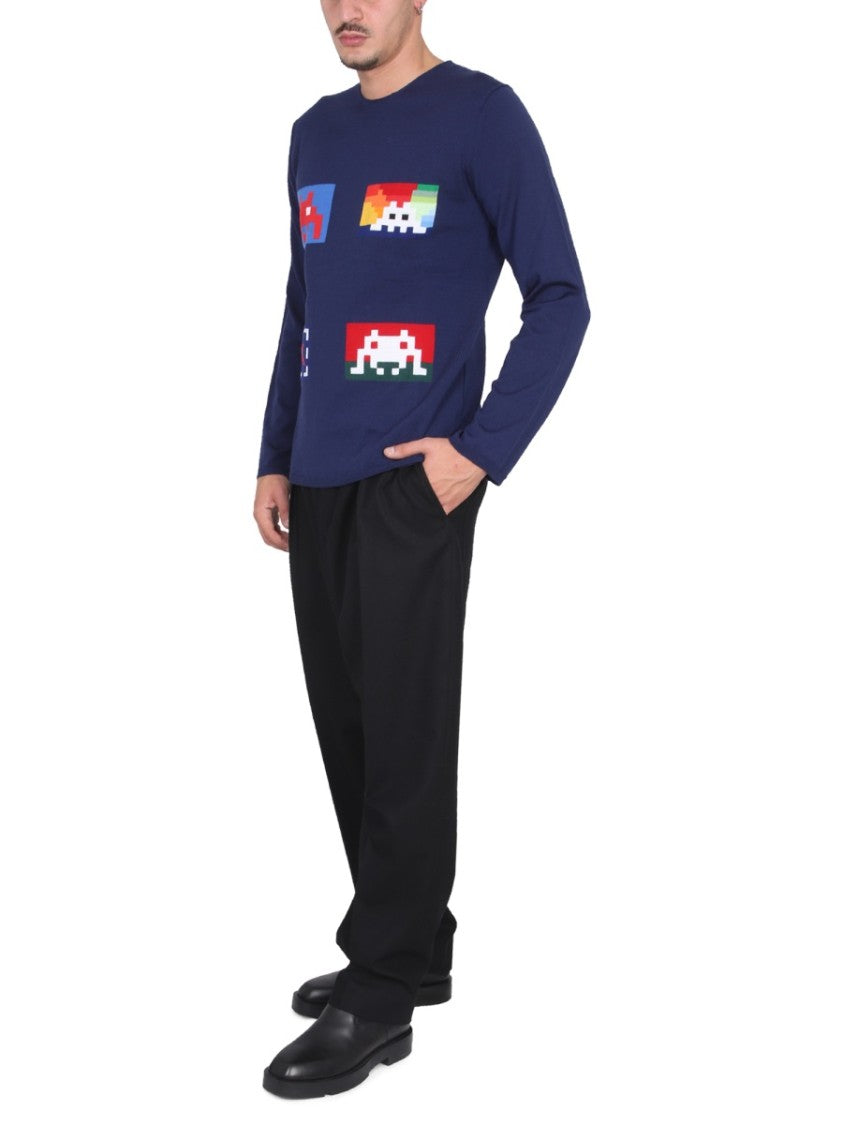 Pixelated Graphic Wool Jersey Sweater