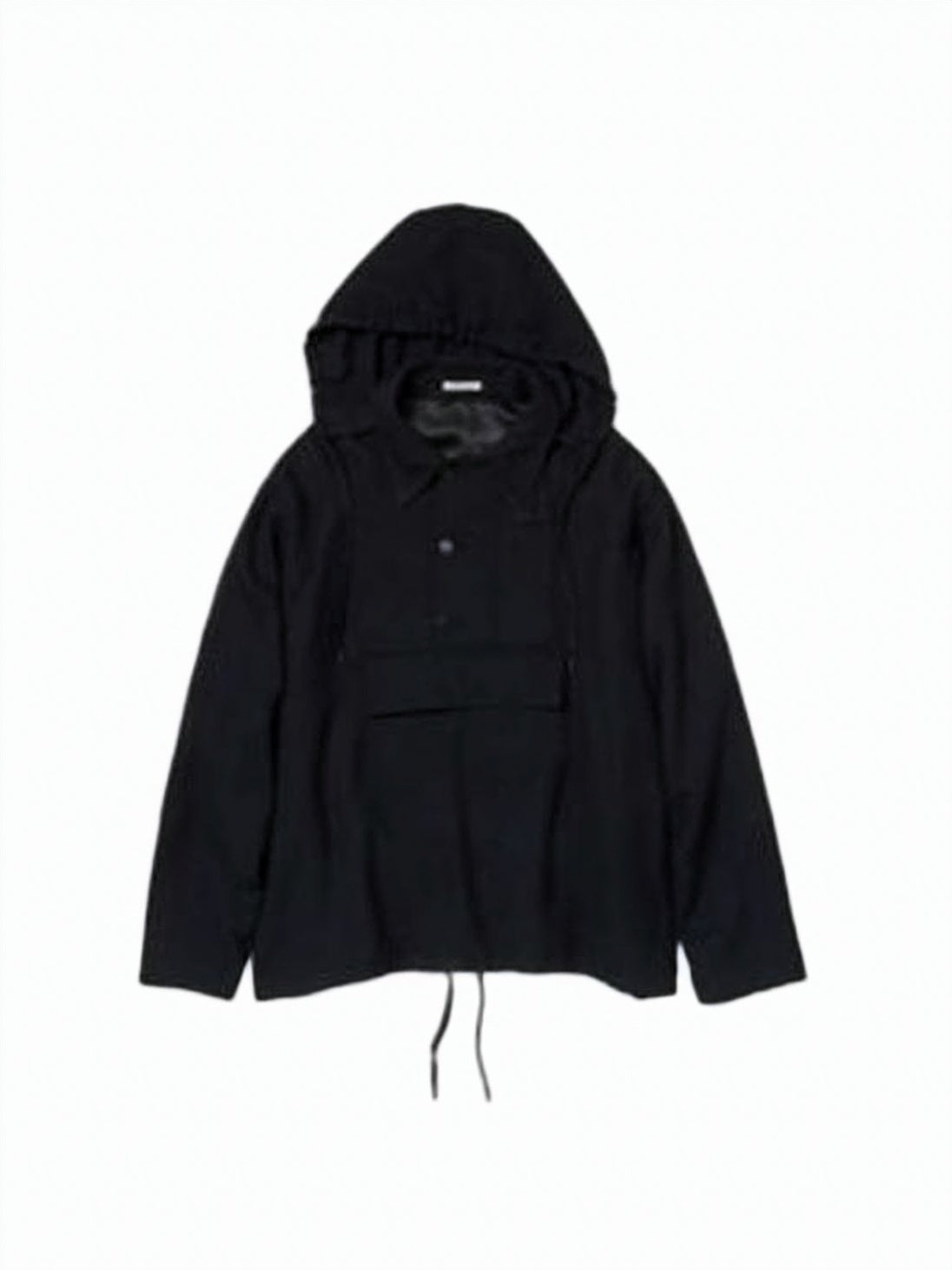 Hooded Wool Jacket with Half-Placket