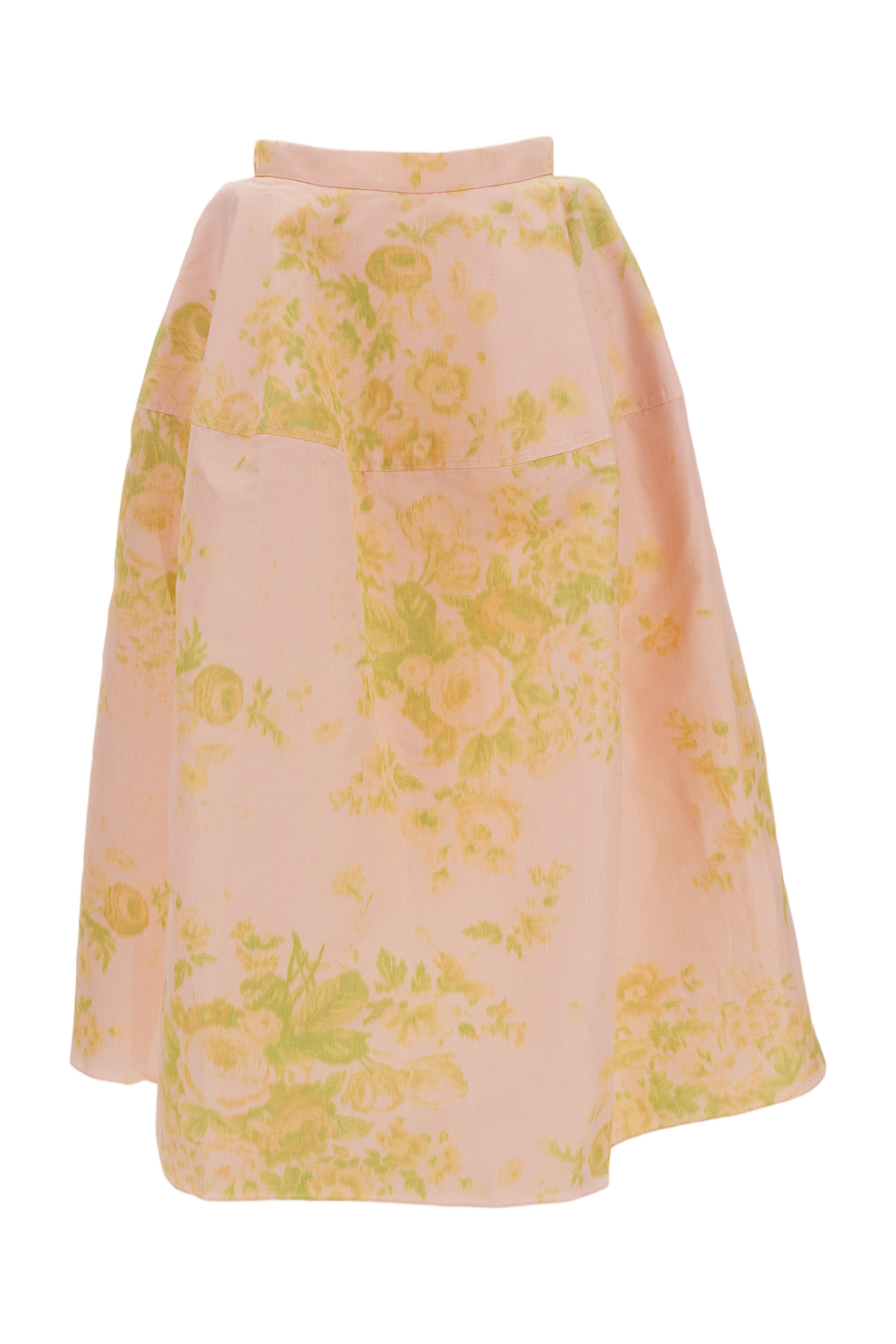 Floral Print Linen Chine Midi Full Skirt