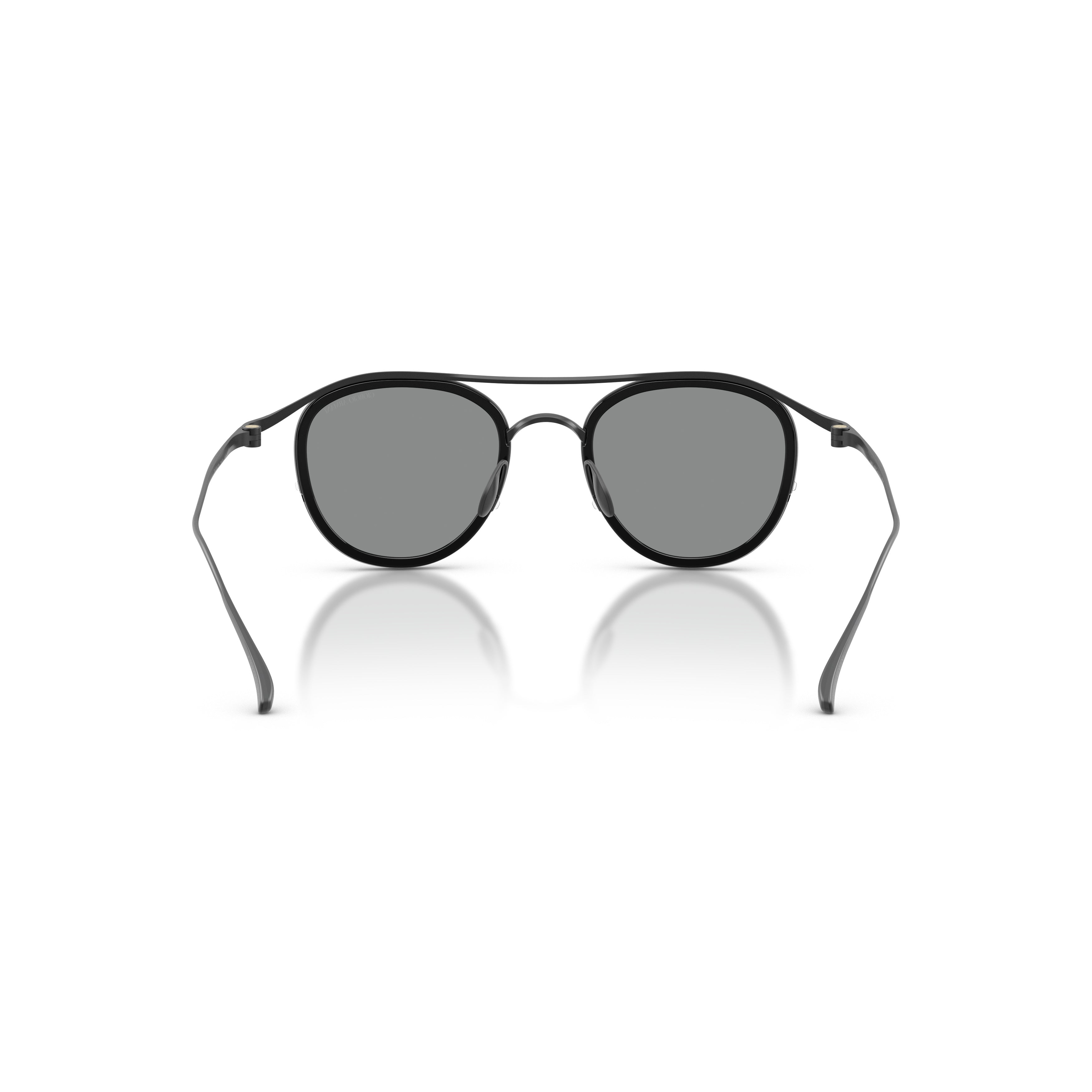 0ar6179t Rounded Black Titanium Sunglasses with Double Bridge Design