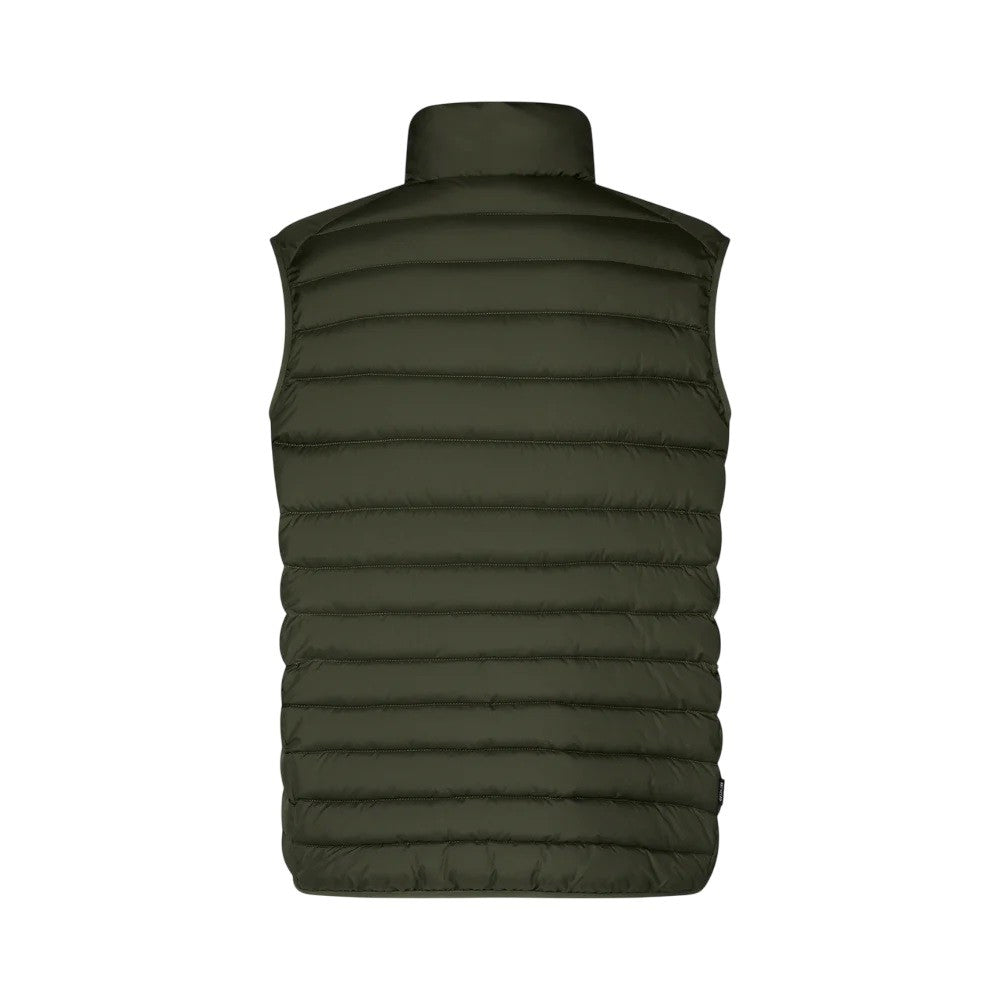Quilted Green Vest With Stand-Up Collar And Layering Flexibility