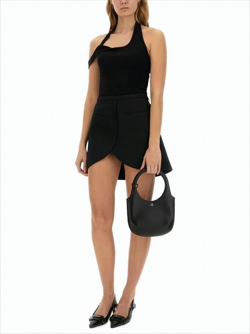 Asymmetrical Black Sleeveless Top With Edgy One-Shoulder Design