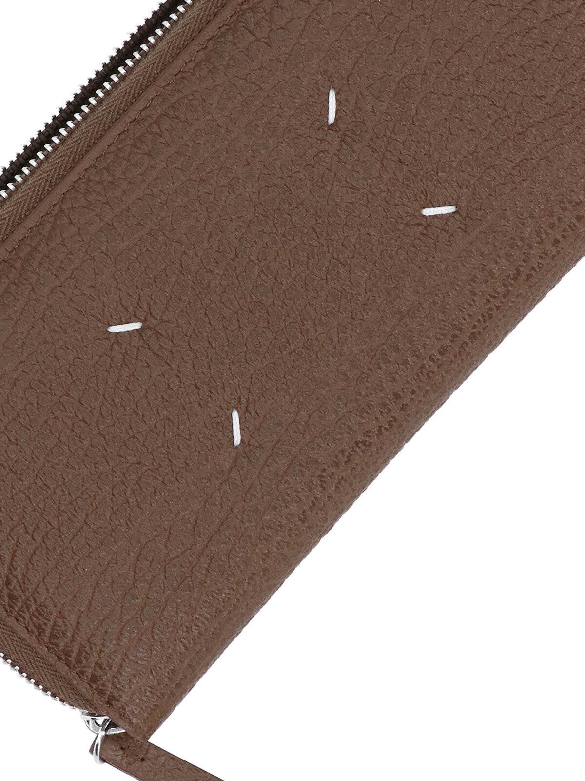 Brown Four Stitches Textured Leather Wallet