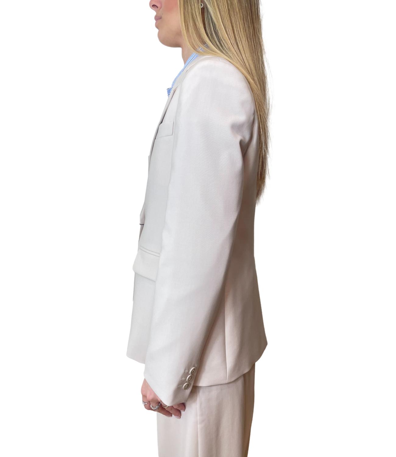 Beige Virgin Wool Casual Jacket