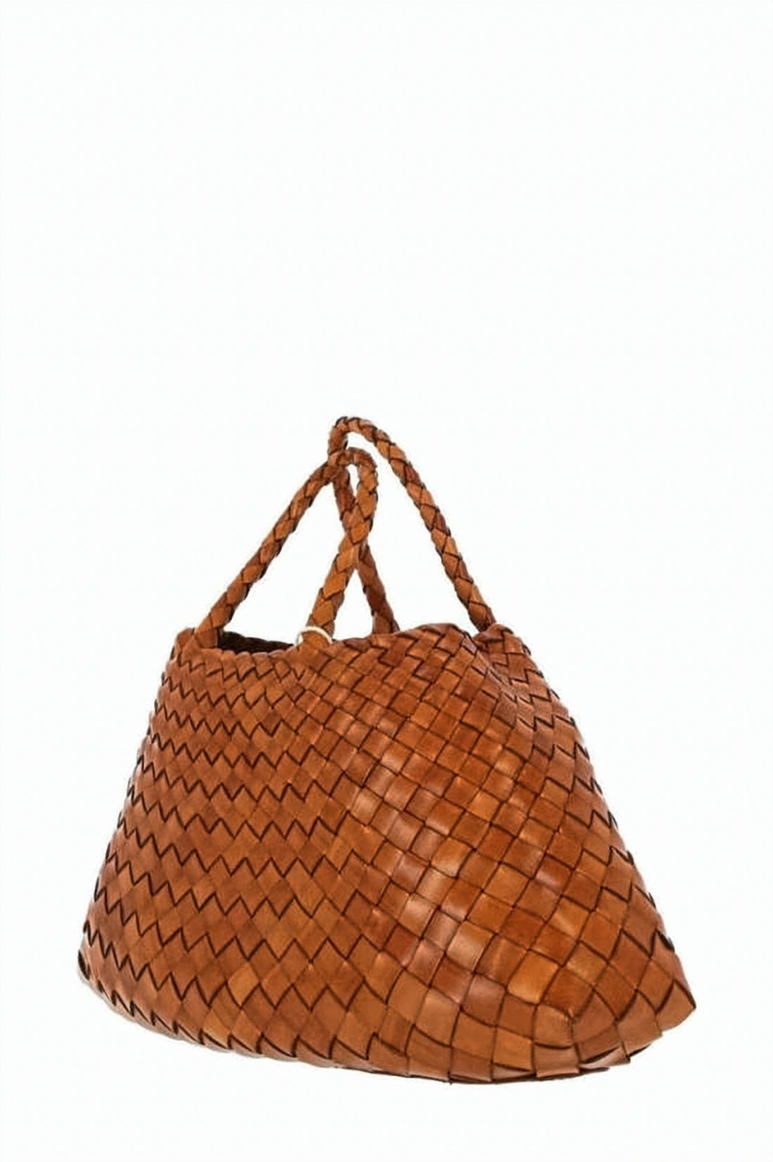 Brown Woven Buffalo Leather Tote Bag