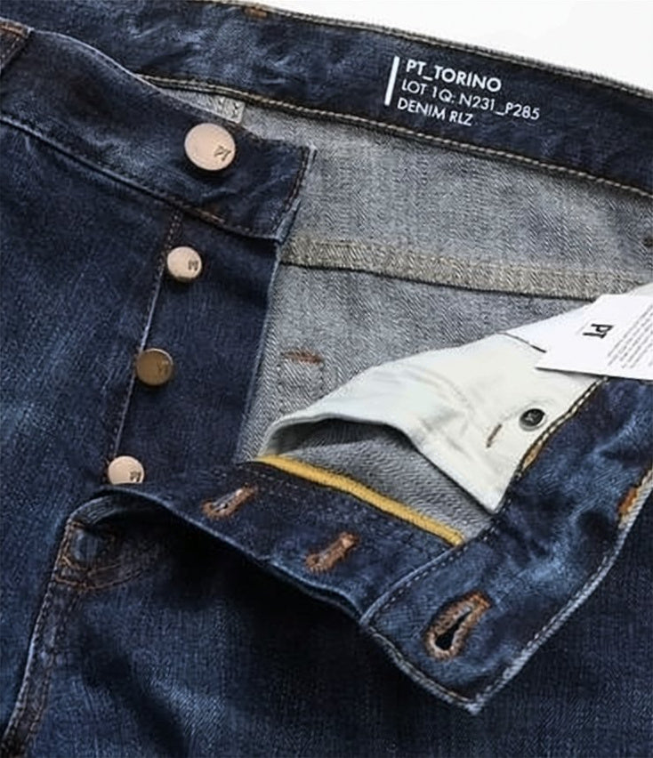Indigo Wash Denim Pants with Classic Five-Pocket Design
