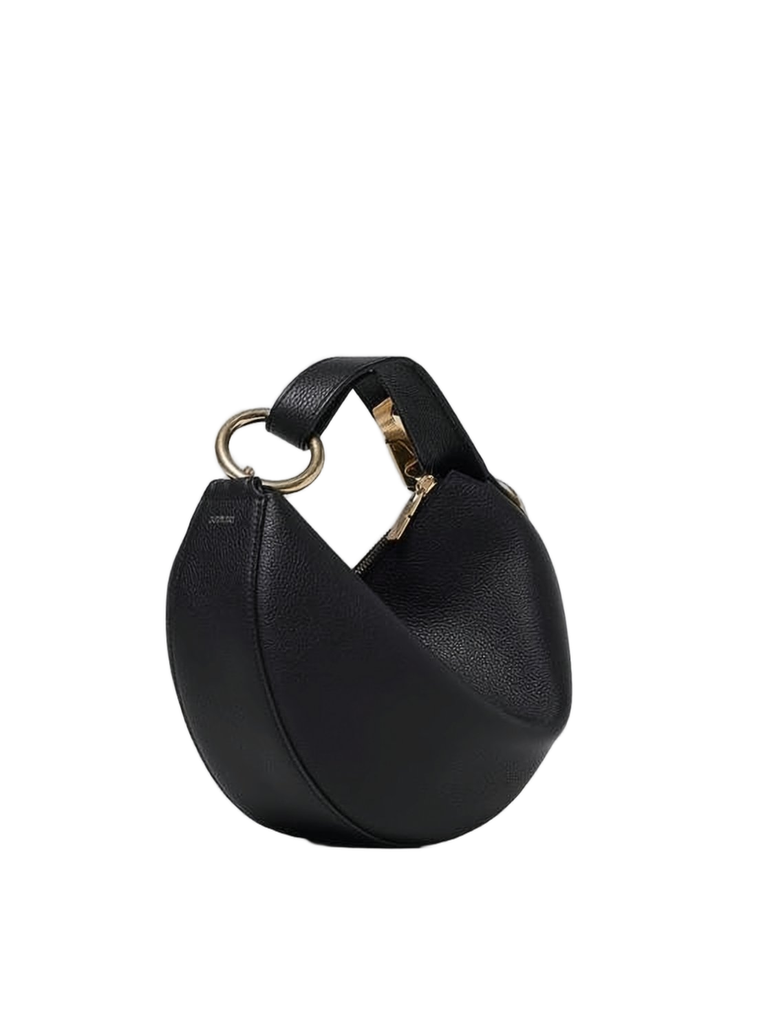 Crescent-Shaped Black Calf Leather Tote Bag