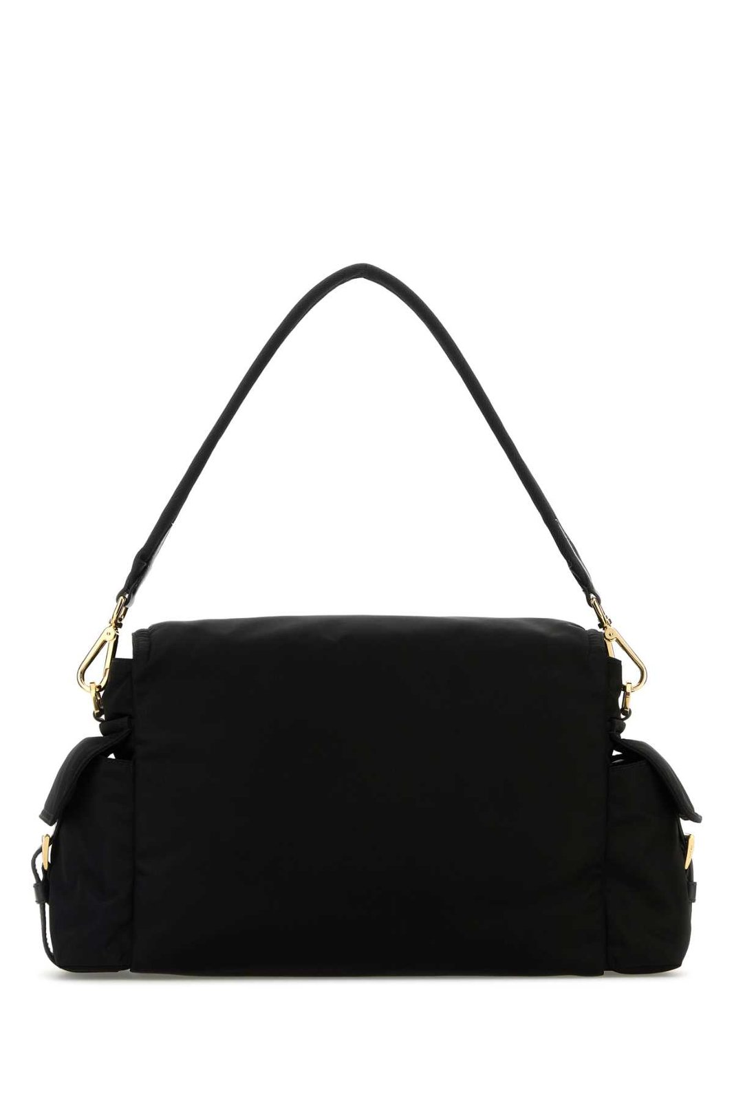 Nappa Leather Tote Bag with Flap Closure and Gold-tone Accents