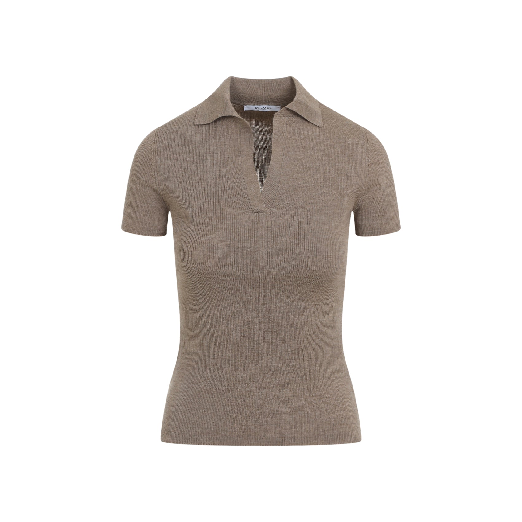 Fitted Short-Sleeved Virgin Wool Sweater
