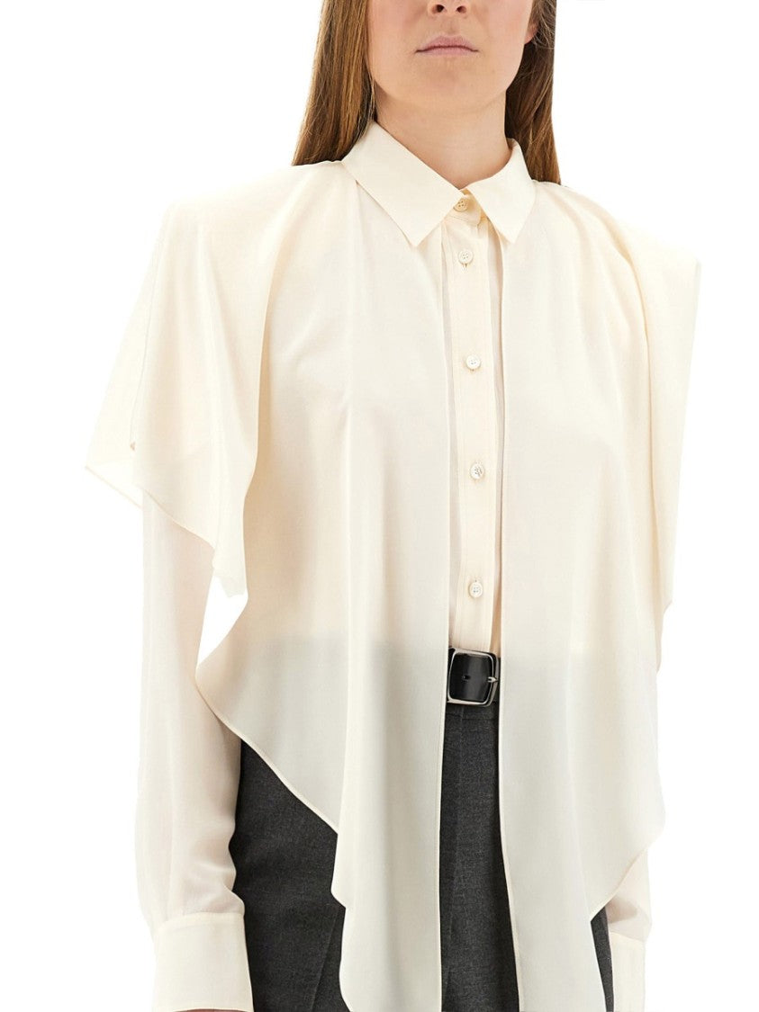 Semi-Transparent Shirt With Layered Panel