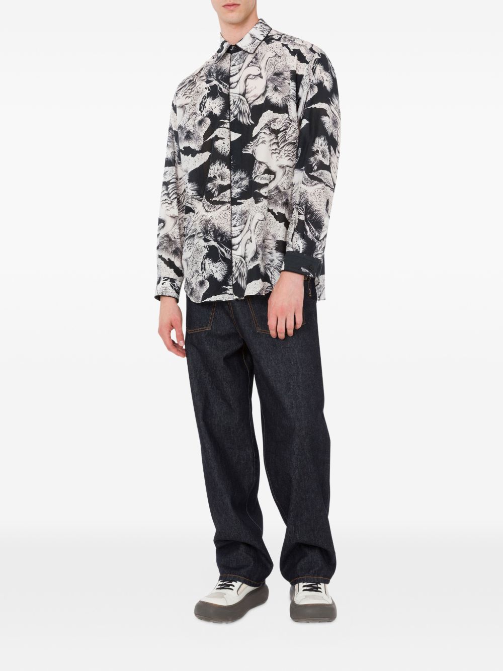 Monochrome Printed Silk