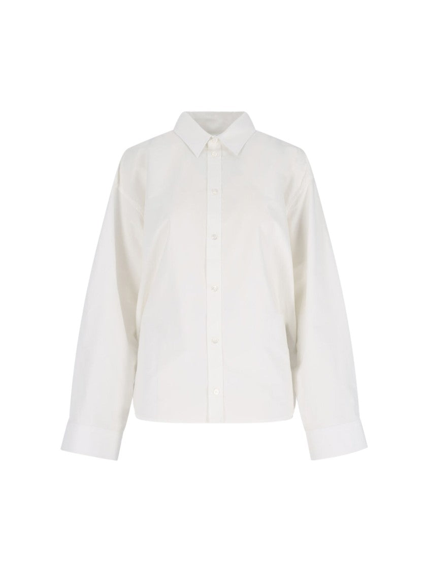 Semi-Fitted Shirt, In White Cotton, Classic Collar